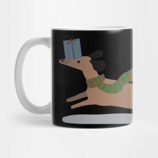 Running dog with a gift Mug